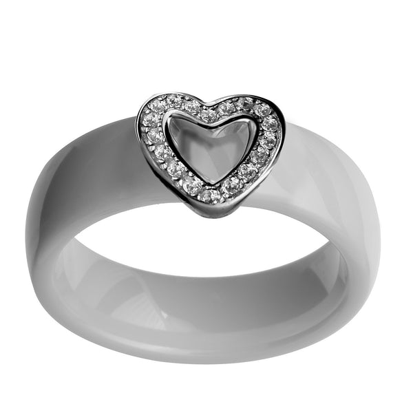 Bague en argent motif coeur (Taille 52)