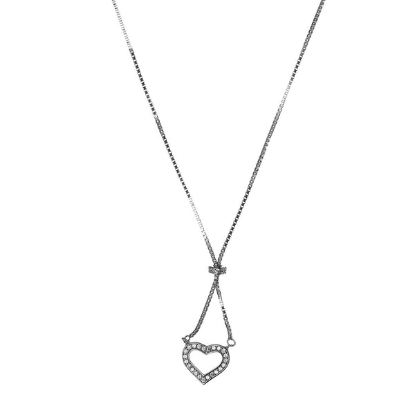 Collier argent avec coeur passants